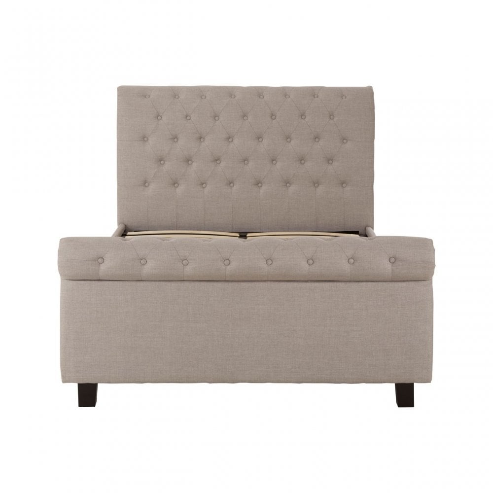 Orlando Light Grey Double Ottoman Bed, Grey