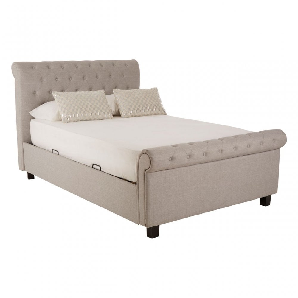 Orlando Light Grey Double Ottoman Bed, Grey