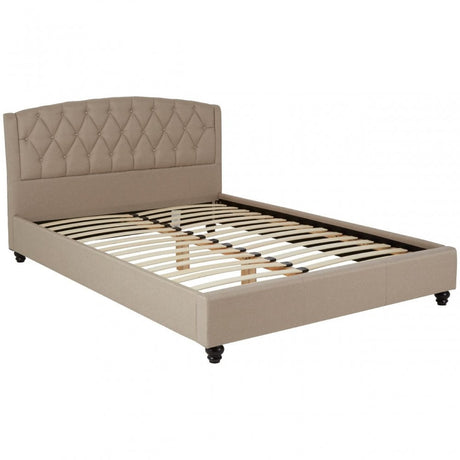 Josephine Beige Kingsize Bed, Beige