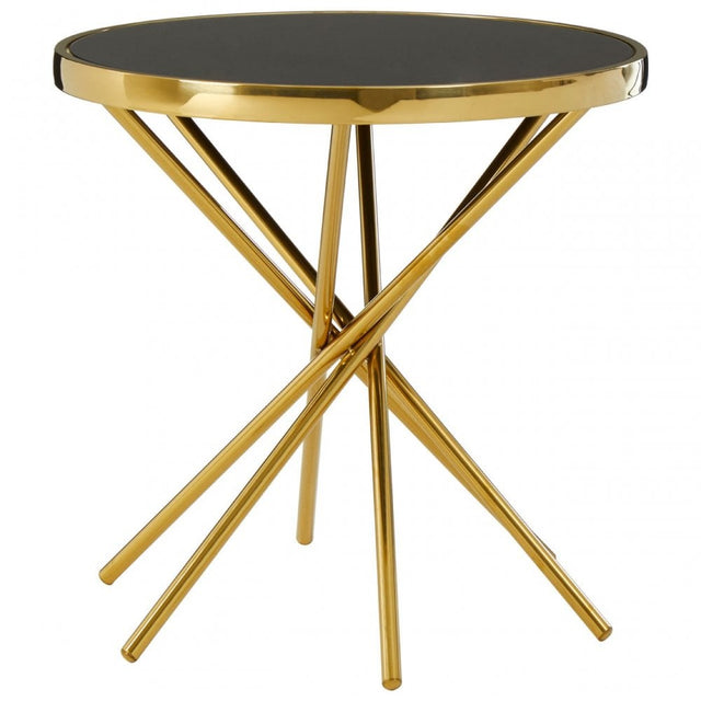 Tula Abstract Base Round Side Table, Gold