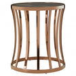 Tula Rose Gold Finish Round  Side Table, Rose Gold