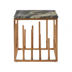 Tula Rose Gold Finish Square Side Table, Rose Gold