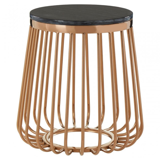 Tula Cage Design Round Side Table, Rose Gold