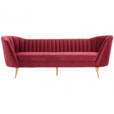 Binky 3 Seat Wine Velvet Sofa, Pink