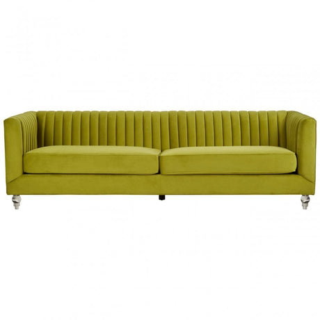 Brasa 3 Seat Green Velvet Sofa, Green