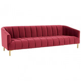 Bella 3 Seat Wine Velvet Sofa, Red