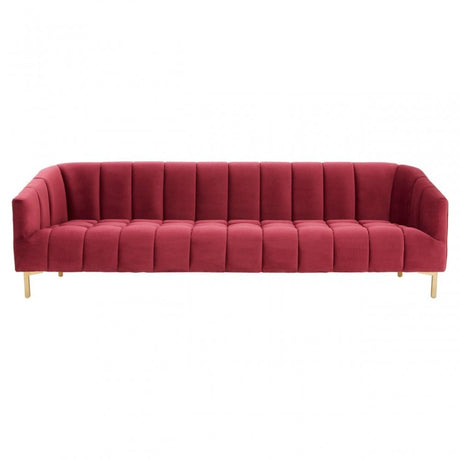 Bella 3 Seat Wine Velvet Sofa, Red