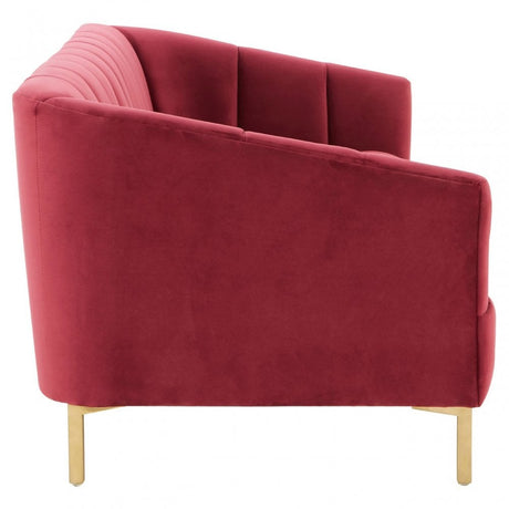 Bella 3 Seat Wine Velvet Sofa, Red