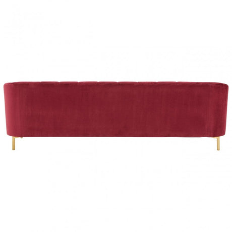 Bella 3 Seat Wine Velvet Sofa, Red