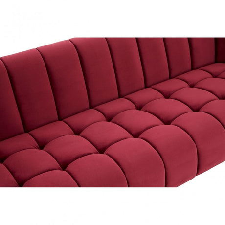 Bella 3 Seat Wine Velvet Sofa, Red