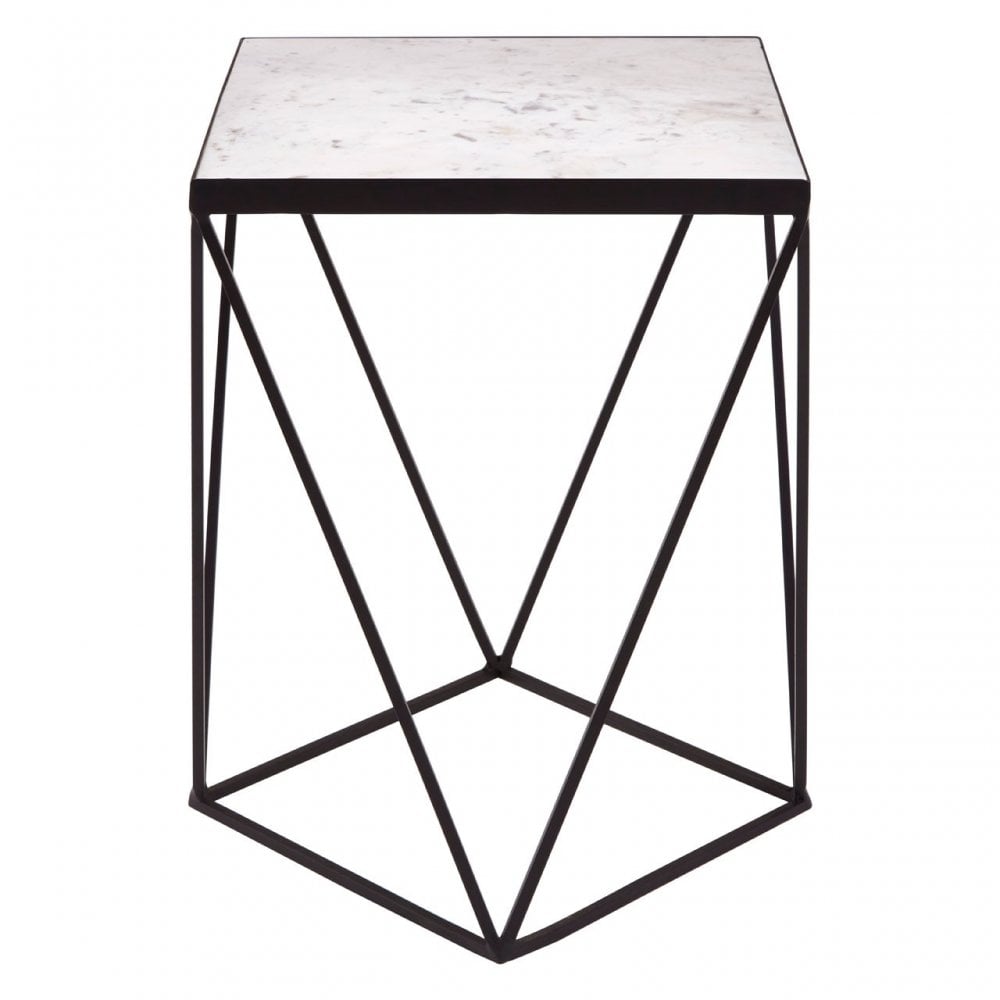 Shalimar Square Black Finish Base Side Table, Black