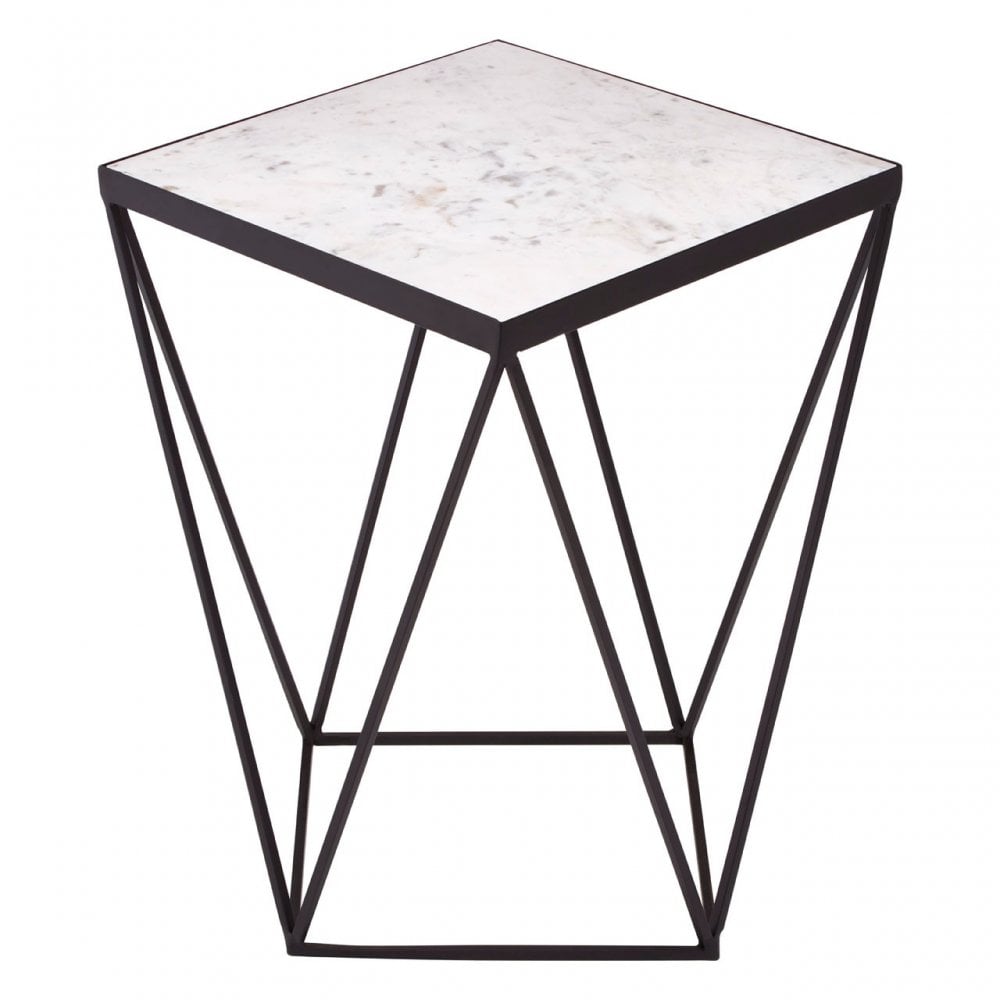 Shalimar Square Black Finish Base Side Table, Black