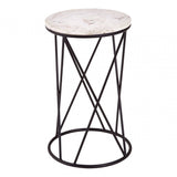 Shalimar Cross Design Round Side Table, Black