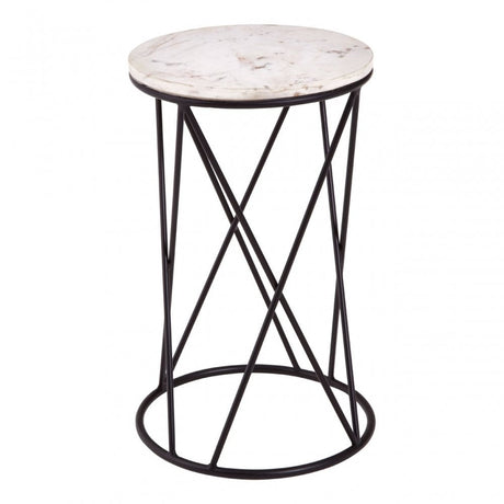 Shalimar Cross Design Round Side Table, Black