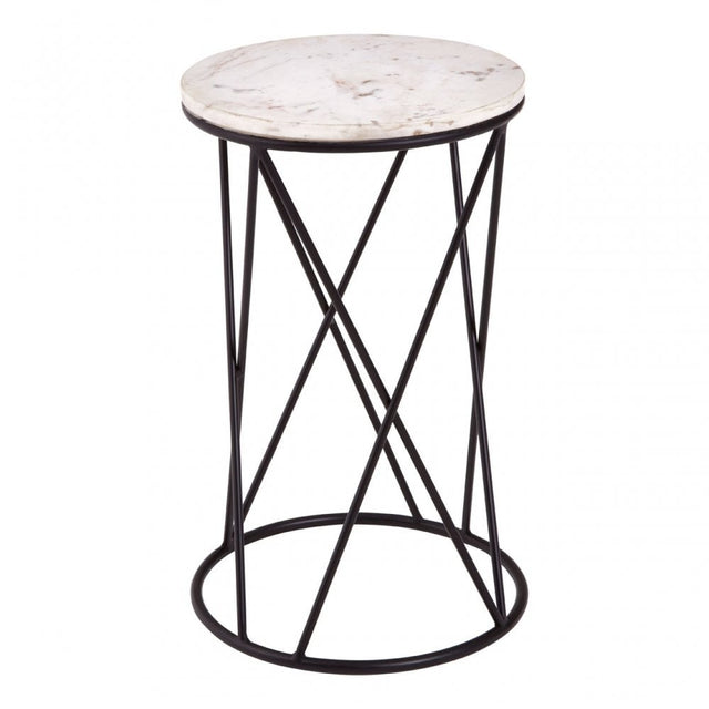 Shalimar Cross Design Round Side Table, Black