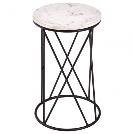 Shalimar Cross Design Round Side Table, Black