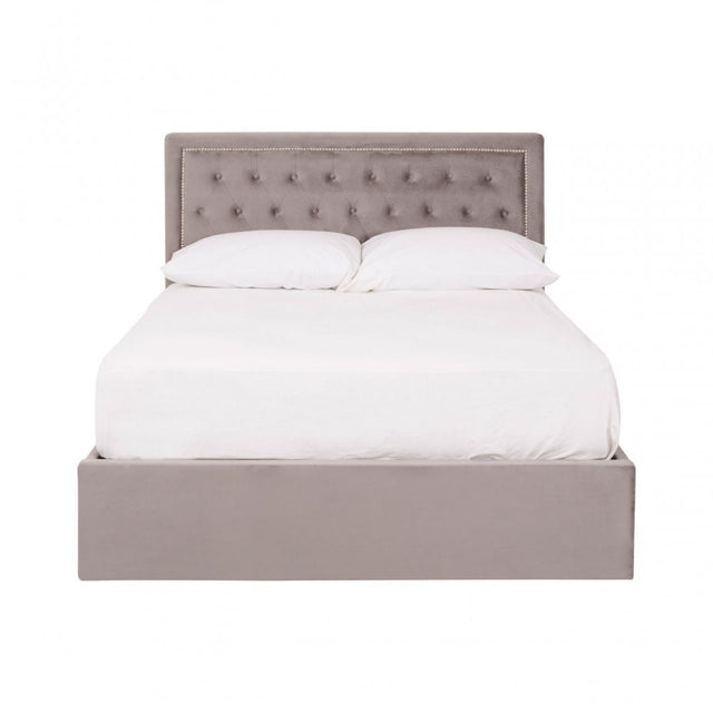 Hannah Brushed Steel Velet Double Bed, Grey