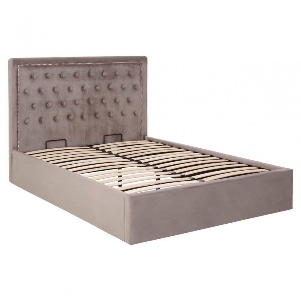 Hannah Brushed Steel Velet Double Bed, Grey