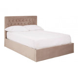 Hannah Mink Velvet Double Ottoman Bed, Beige
