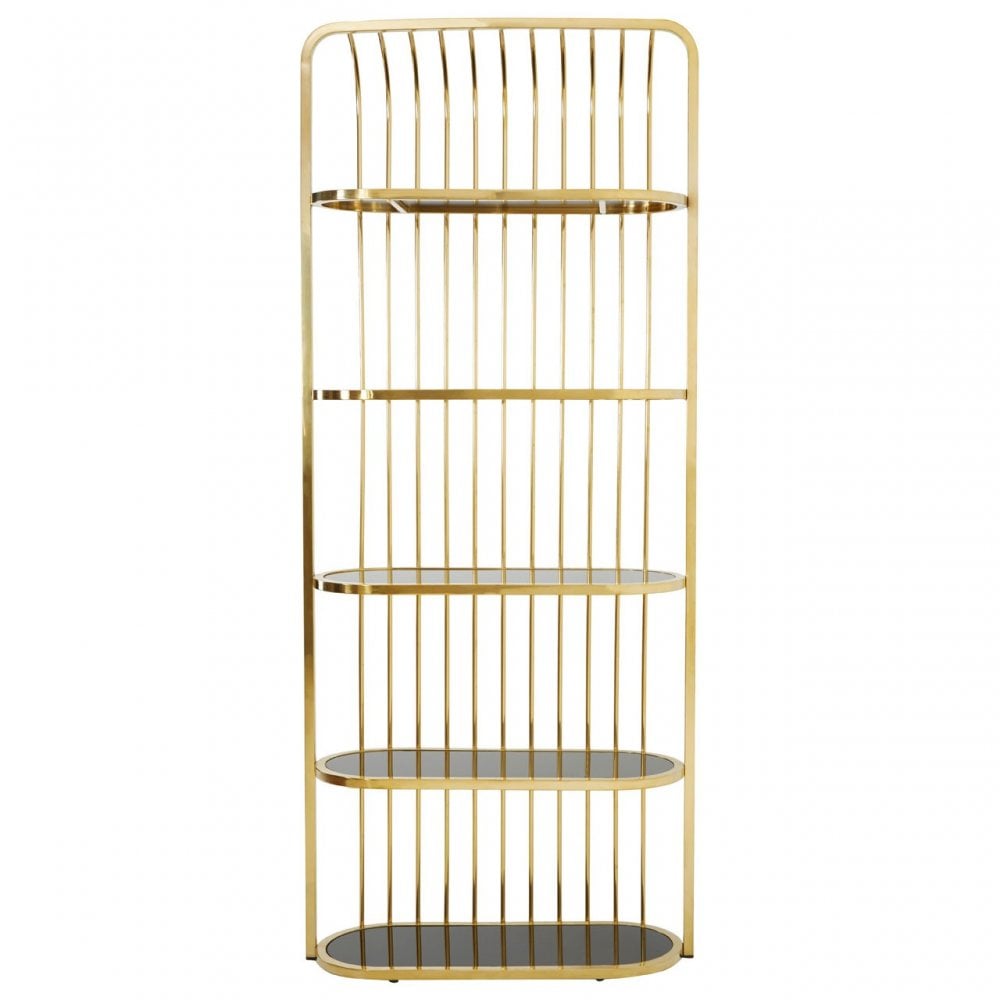 Horizon Gold Finish Cage Design Bookshelf, Gold