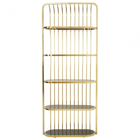 Horizon Gold Finish Cage Design Bookshelf, Gold