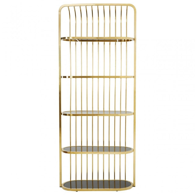 Horizon Gold Finish Cage Design Bookshelf, Gold