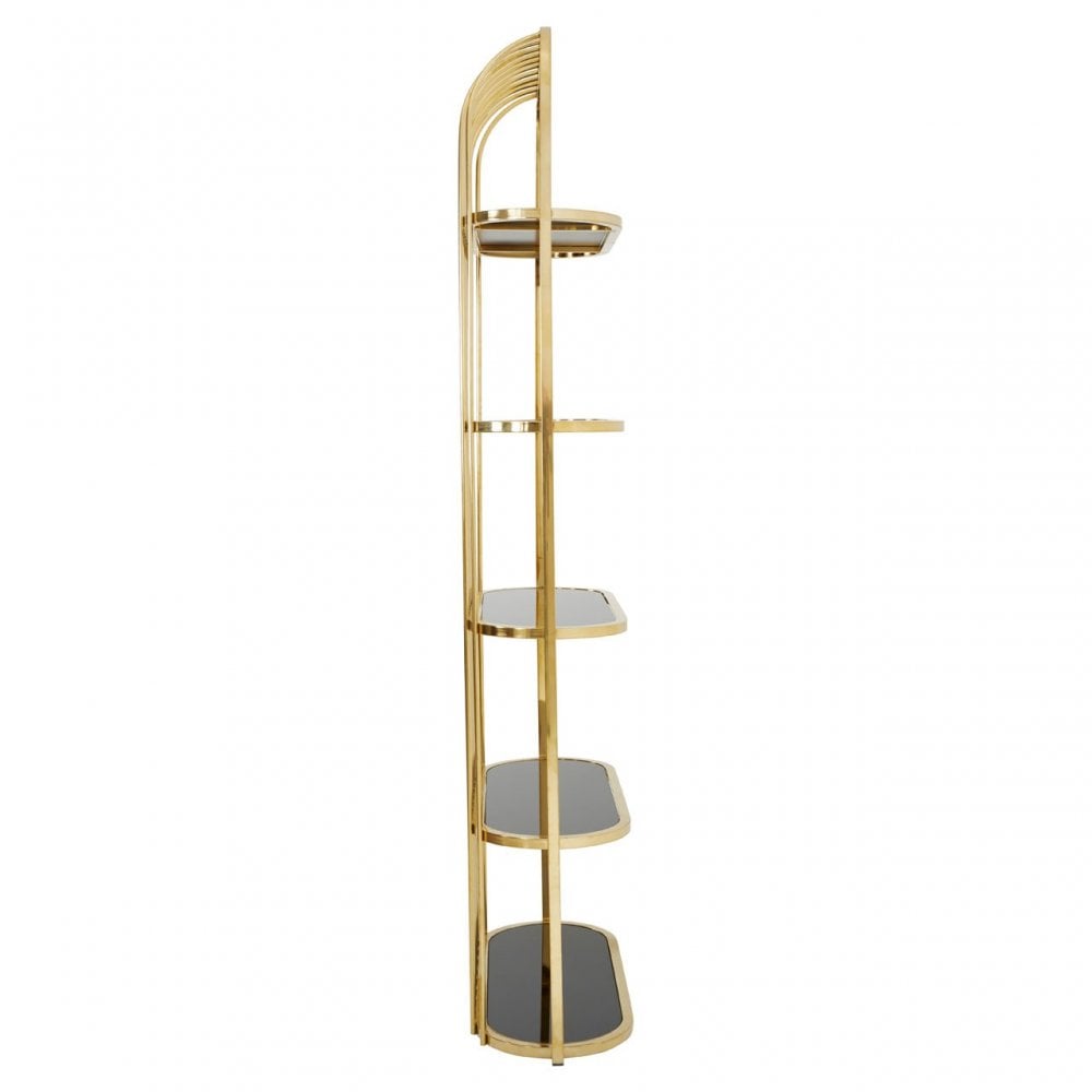 Horizon Gold Finish Cage Design Bookshelf, Gold
