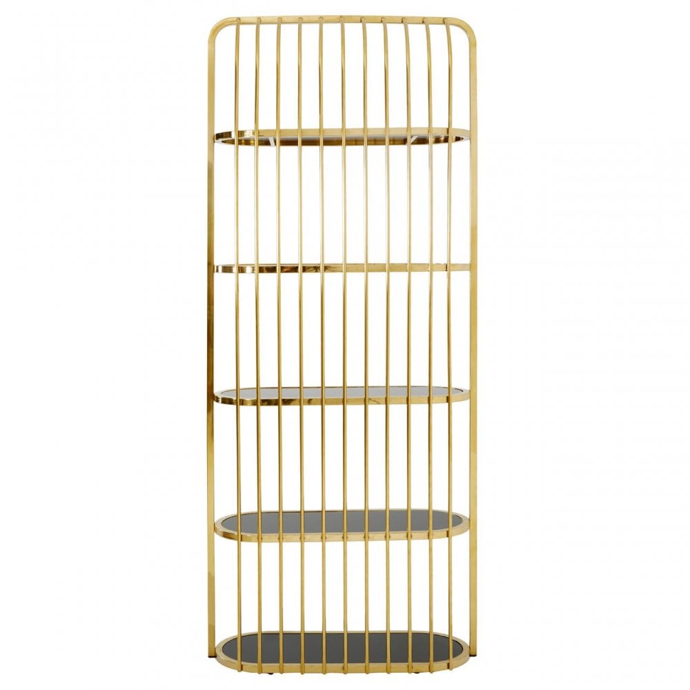Horizon Gold Finish Cage Design Bookshelf, Gold