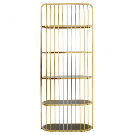 Horizon Gold Finish Cage Design Bookshelf, Gold