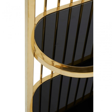 Horizon Gold Finish Cage Design Bookshelf, Gold