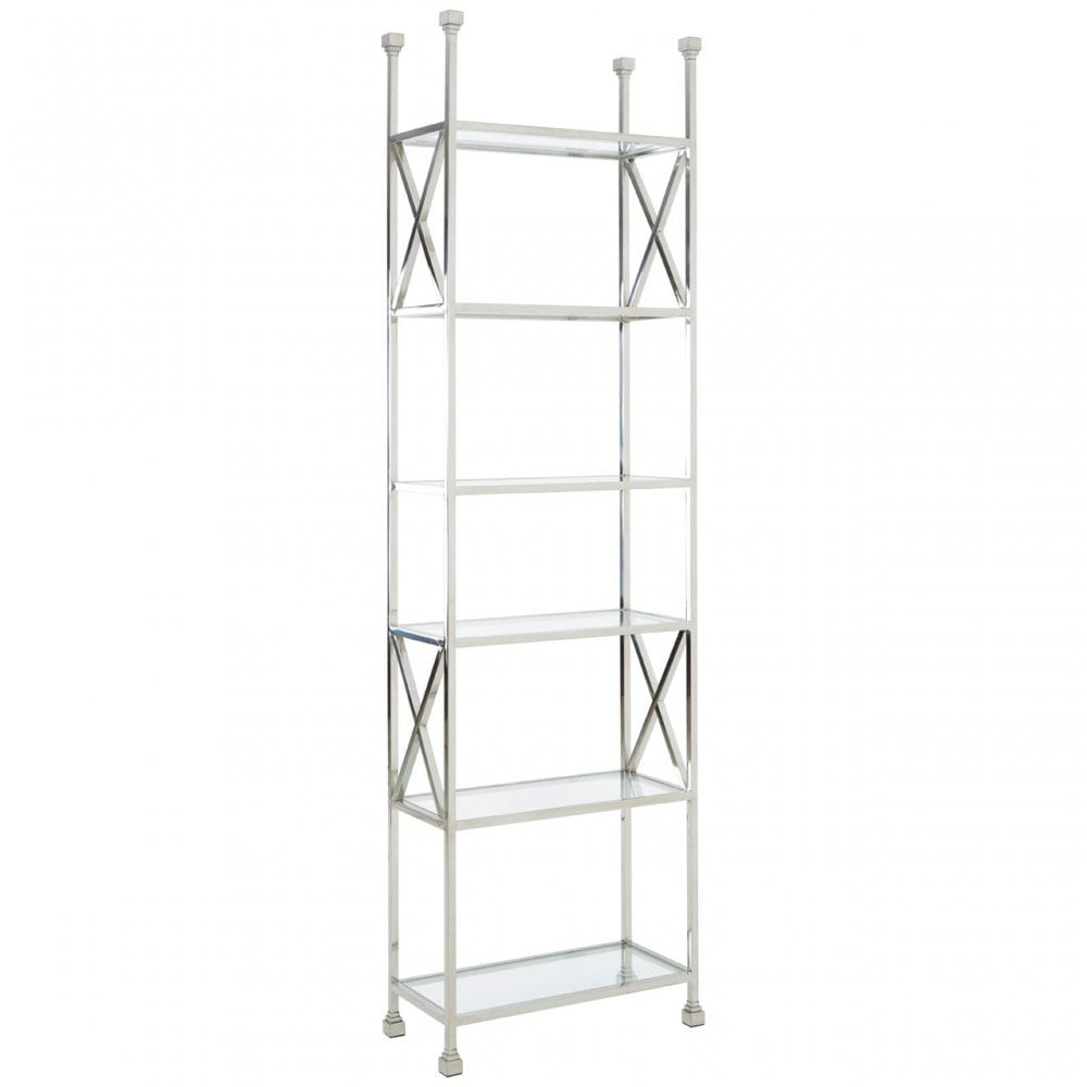 Horizon Silver Cross Design Bookshelf, Silver