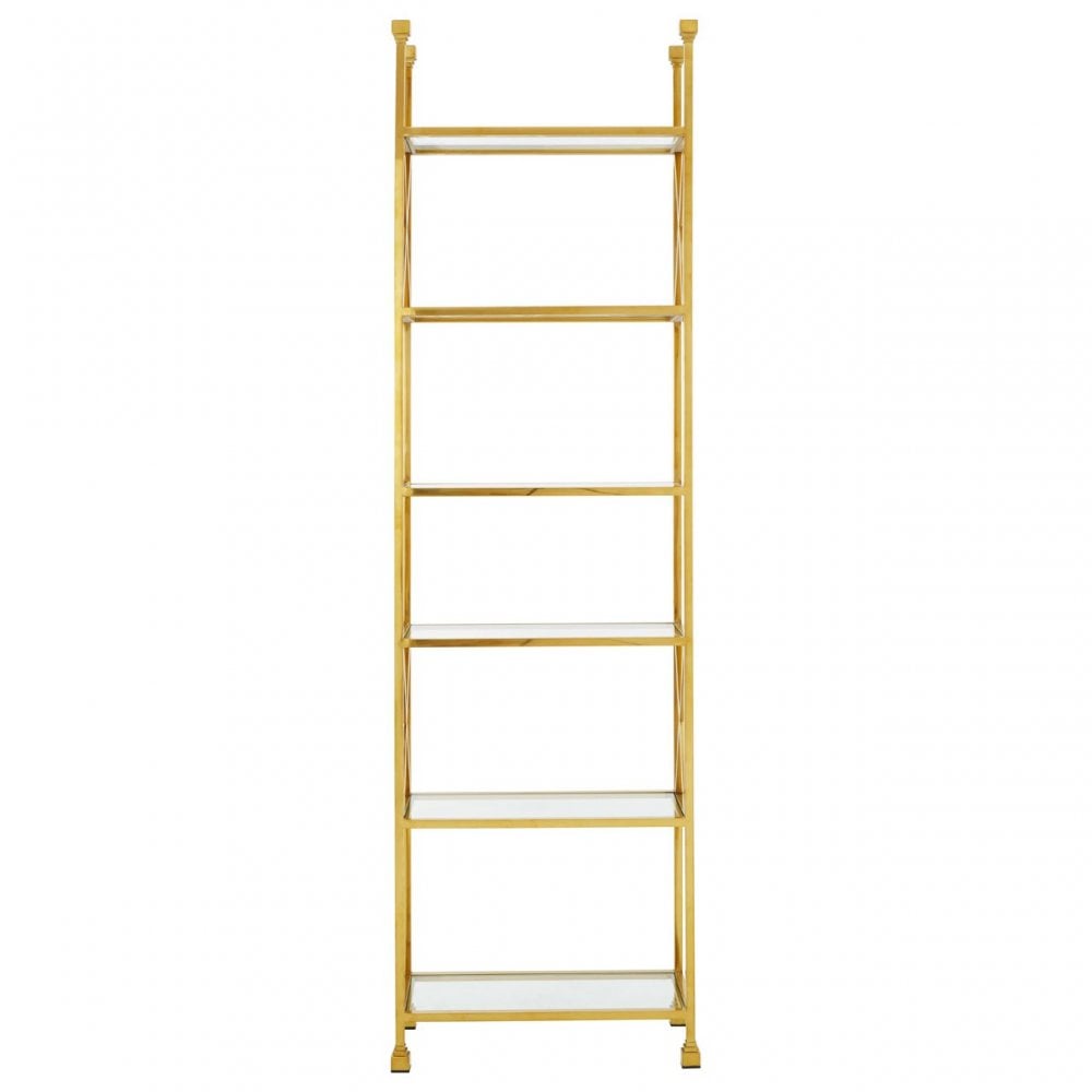 Horizon Gold Finish Cross Design Bookshelf, Gold
