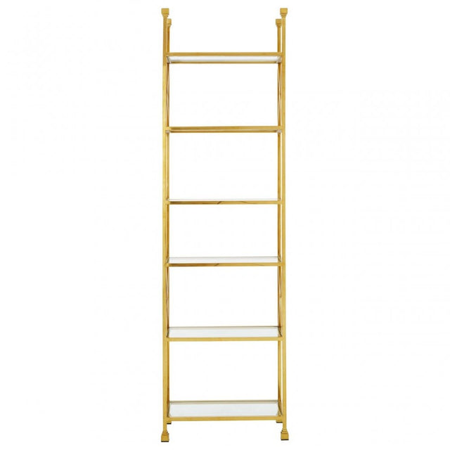 Horizon Gold Finish Cross Design Bookshelf, Gold