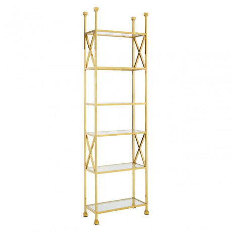 Horizon Gold Finish Cross Design Bookshelf, Gold