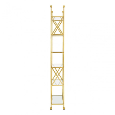 Horizon Gold Finish Cross Design Bookshelf, Gold