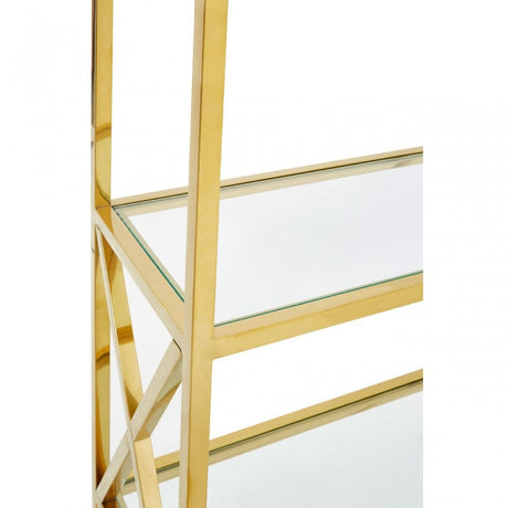 Horizon Gold Finish Cross Design Bookshelf, Gold