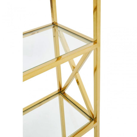 Horizon Gold Finish Cross Design Bookshelf, Gold