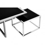 Horizon Silver Coffee Table And Stools Set, Black
