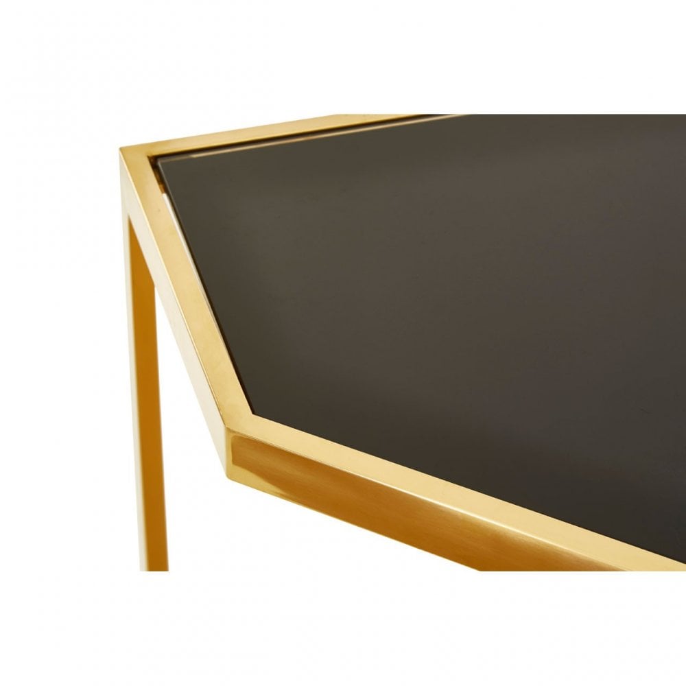 Horizon Black Tempered Glass Console Table, Black