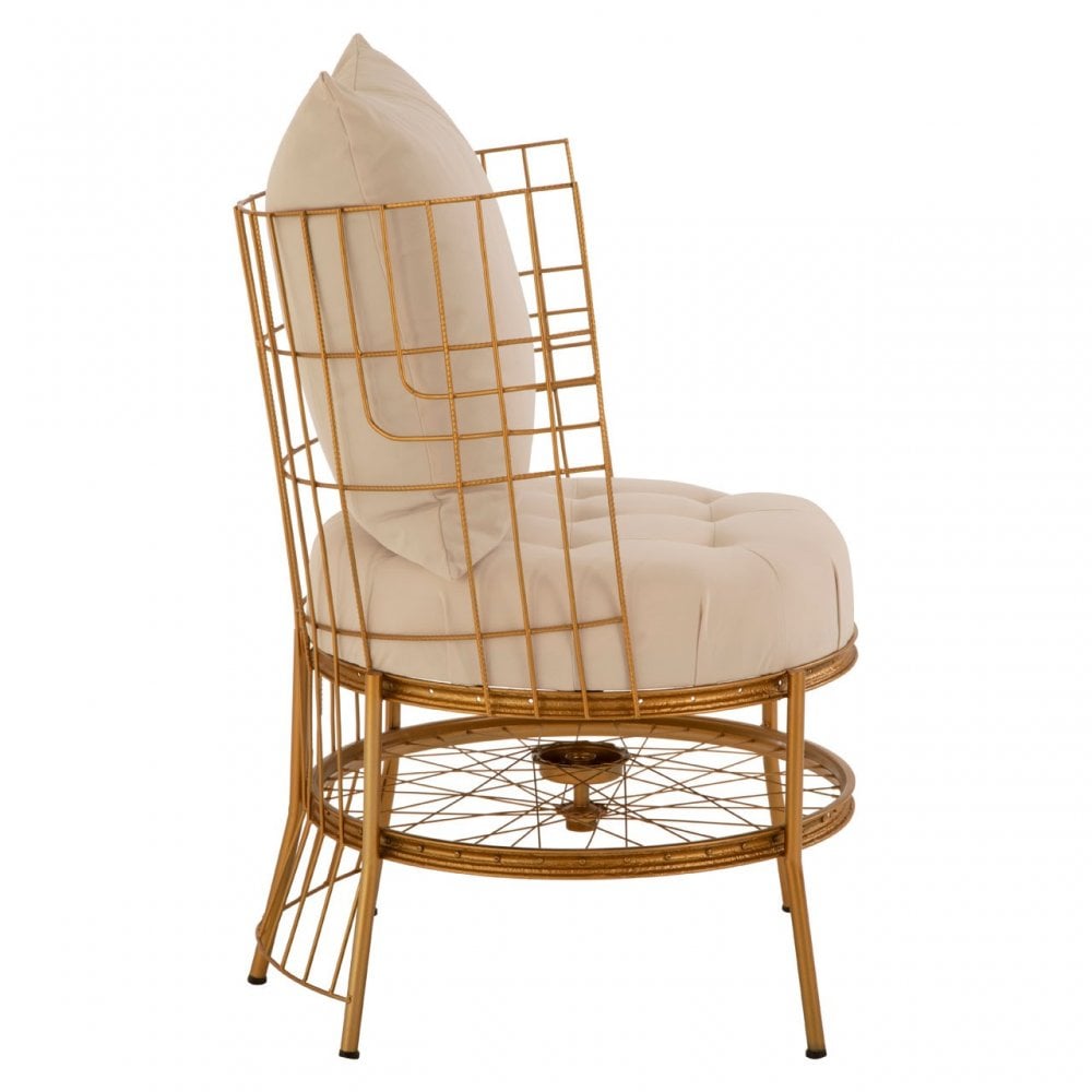 Mantis Gold Finish Chair With Cushion, Gold