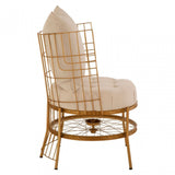 Mantis Gold Finish Chair With Cushion, Gold
