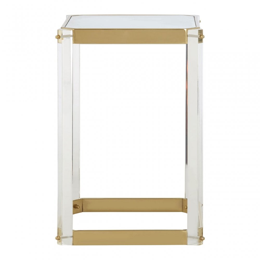 Miley Side Table With Mirrored Top, Gold