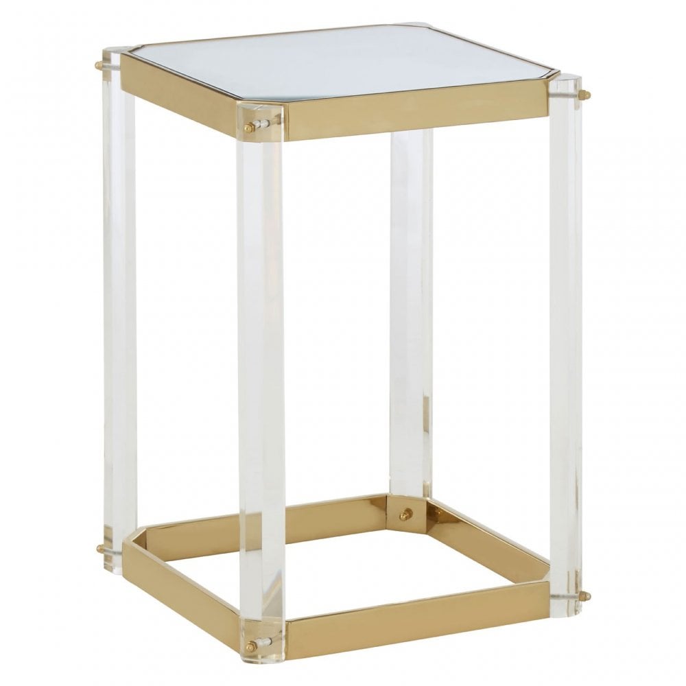 Miley Side Table With Mirrored Top, Gold