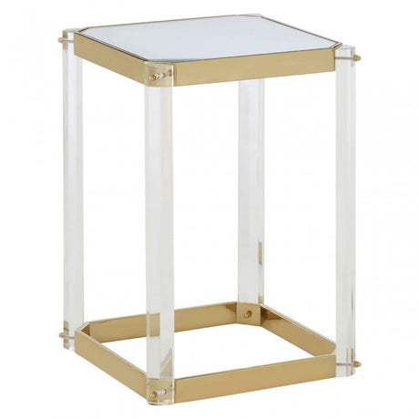 Miley Side Table With Mirrored Top, Gold