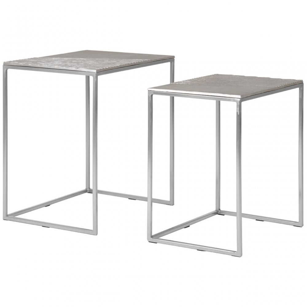 Templar Set Of 2 Rectangular Side Tables, Silver