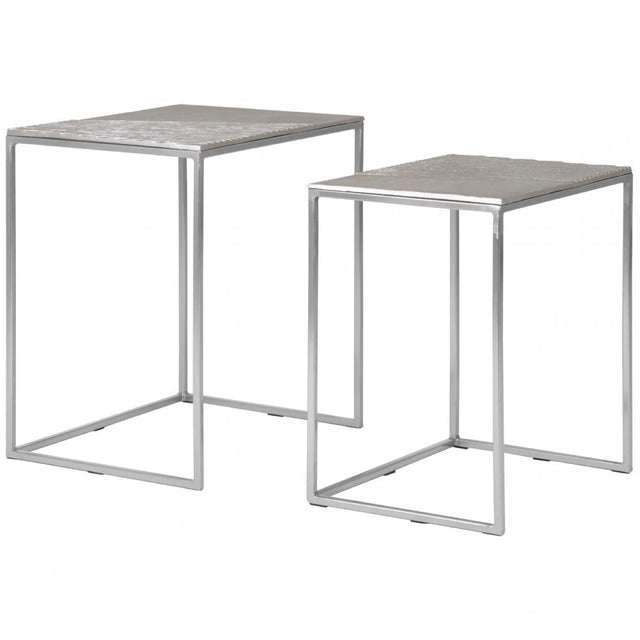 Templar Set Of 2 Rectangular Side Tables, Silver