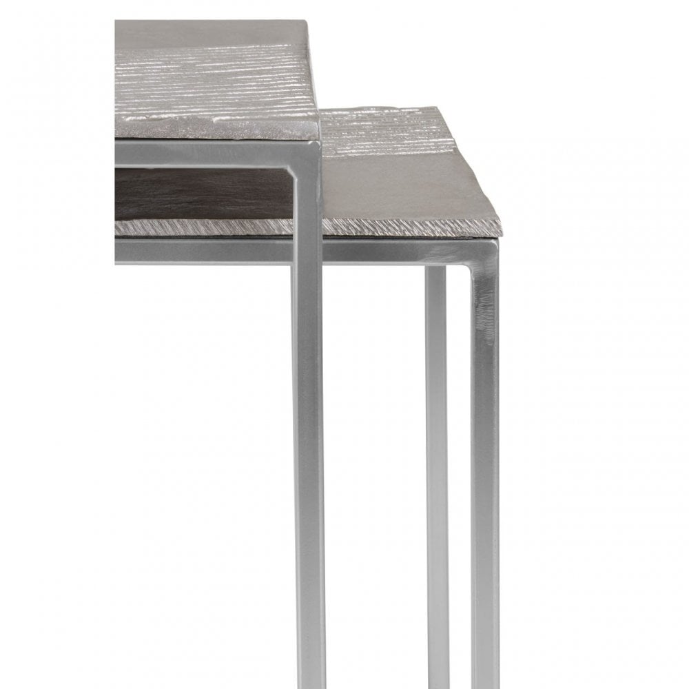 Templar Set Of 2 Rectangular Side Tables, Silver