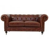 Victor 2 Seat Grey Leather Sofa, Grey