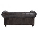 Victor 2 Seat Grey Leather Sofa, Grey