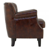 Victor Winged Brown Leather Armchair, Brown